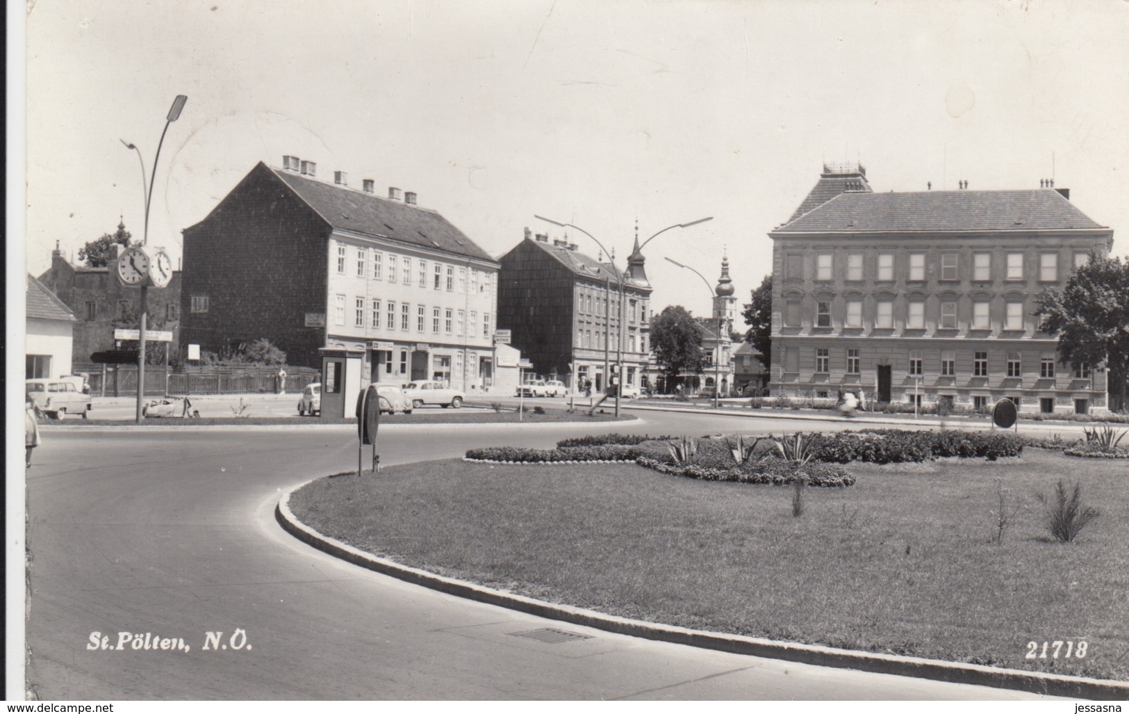 AK - ST. PÖLTEN - Teilansicht Europaplatz Mit Würfeluhr 1959 - St. Pölten