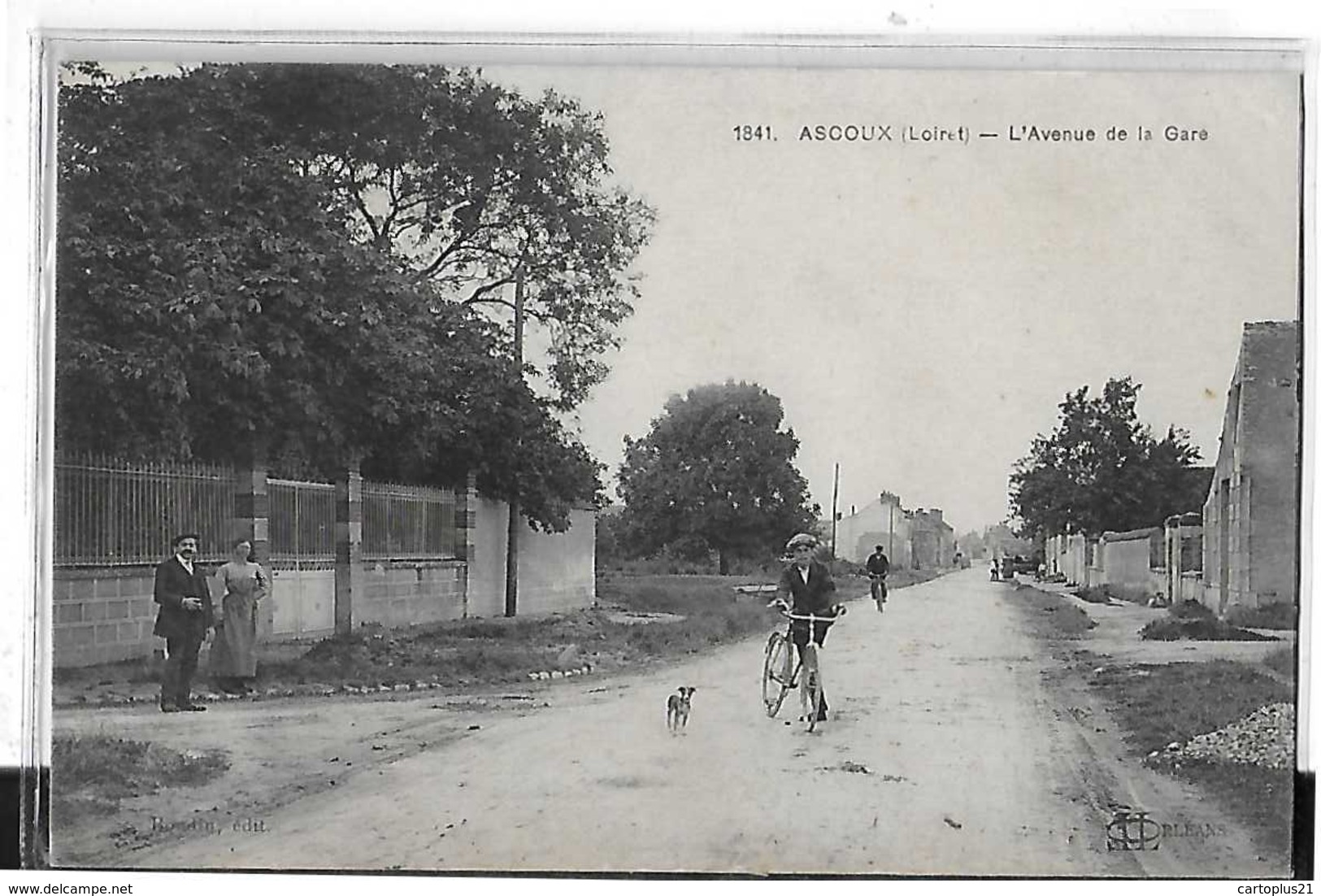 ASCOUX N 1841  Avenuede La Gare   Cycliste Chien Personnages   DEPT 45 - Other & Unclassified