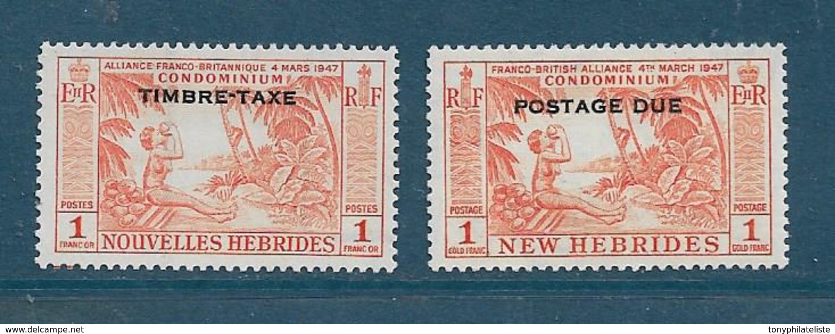 Timbre De Nouvelles Hébrides  Taxes  N°40 + 45 De 1957  Neufs * - Unused Stamps