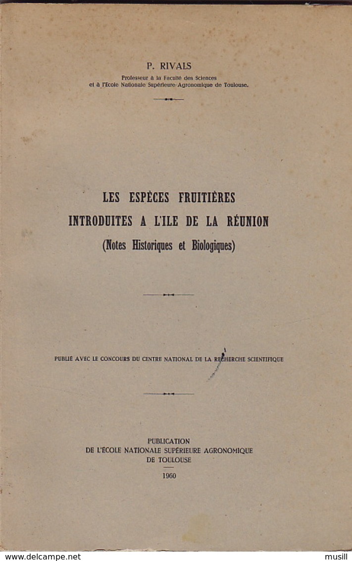 Les Espèces Fruitières Introduites à L'Ile De La Réunion (Notes Historiques Et Biologiques), Par P. Rivals - Outre-Mer