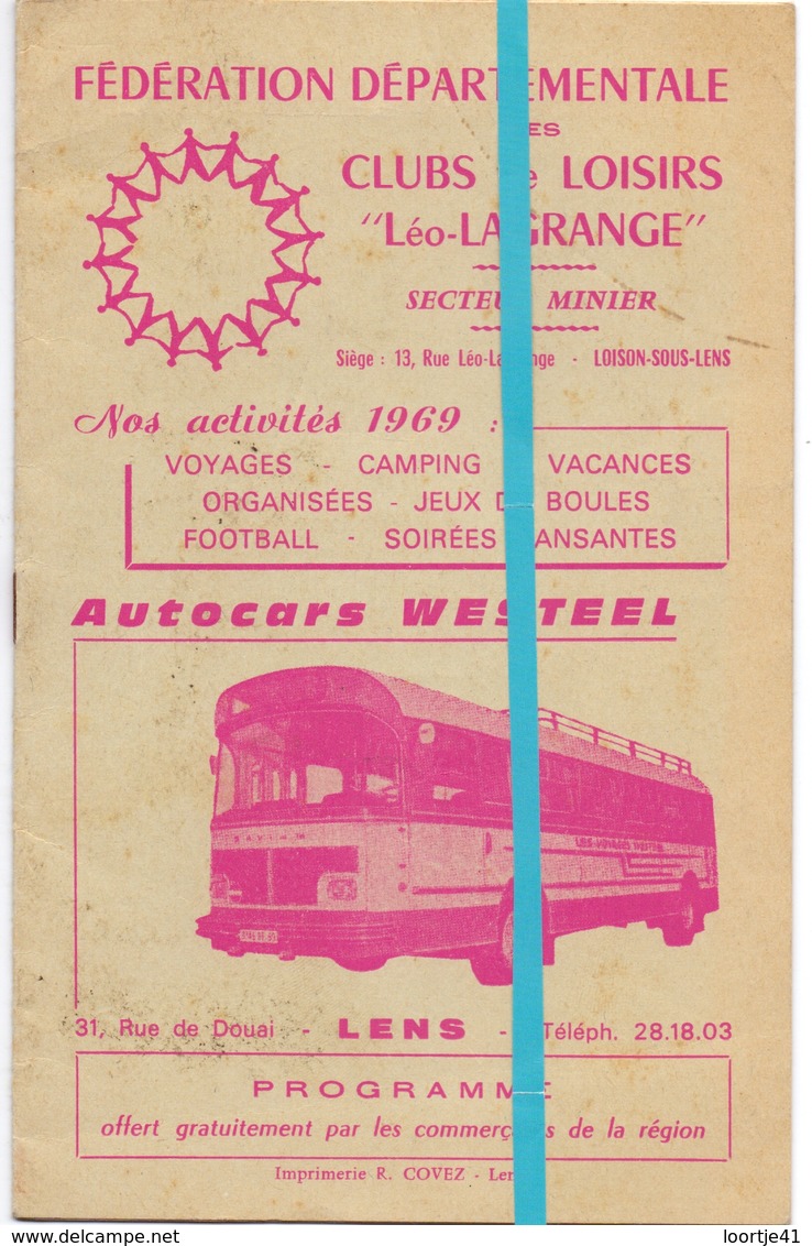 Pub Reclame - Autocars Westeel - Lens - Programme Voyages 1969 - Reclame