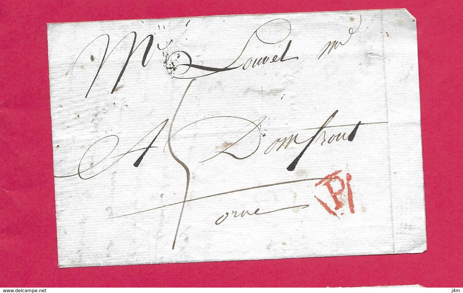 MARCOPHILIE...PRECURSEUR XIXe ..Fragment De Lettre Du 26 Avril .. " P" Rouge - 1801-1848: Précurseurs XIX