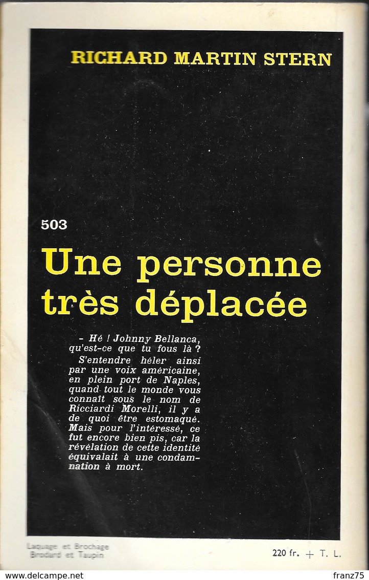 Une Personne Très Déplacée--Richard M. STERN-1959 SN N°503--BE - Série Noire