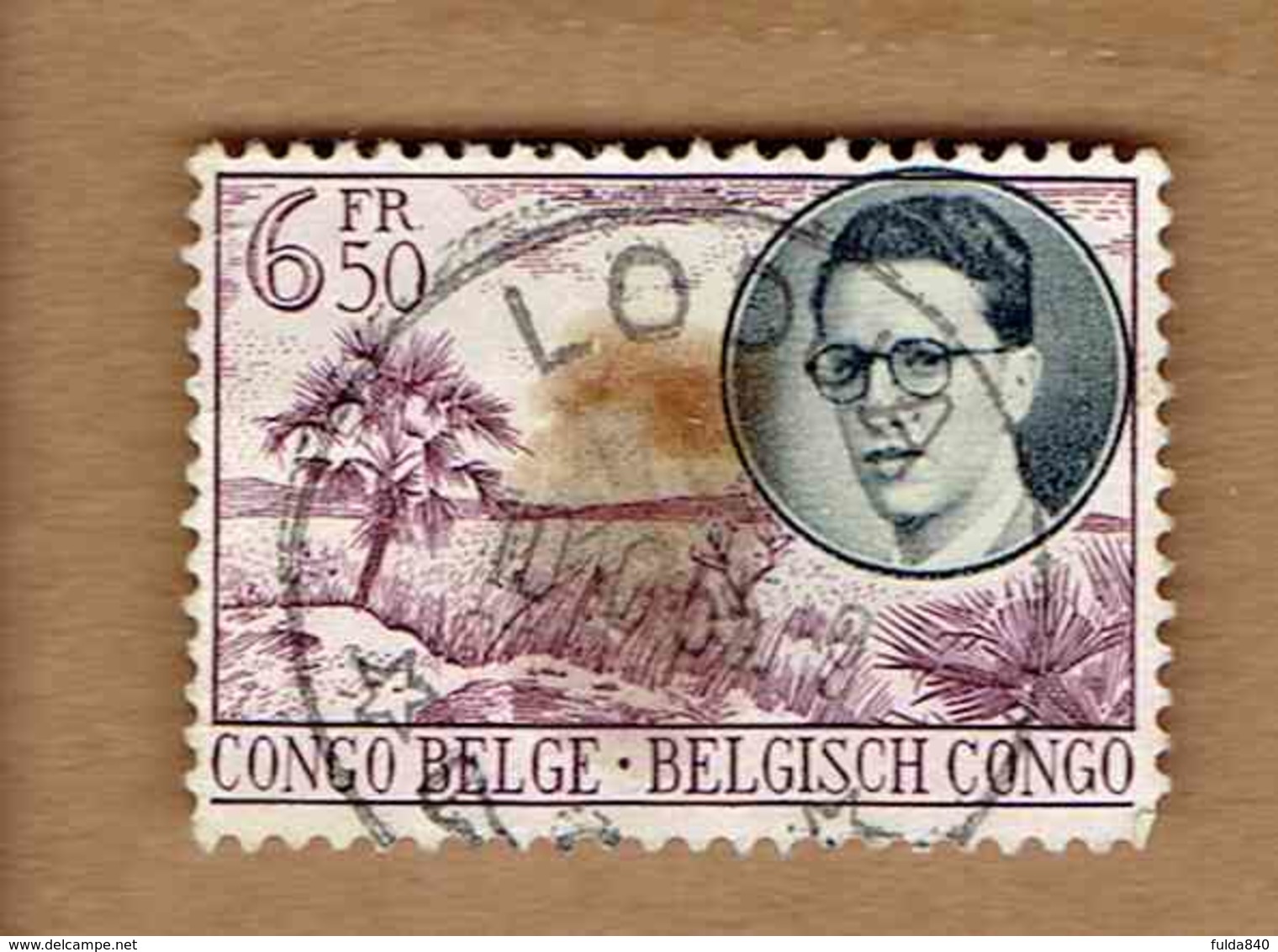 CONGO BELGE.(COB-OBP) 1955 - N°332   * VOYAGE ROYAL AU CONGO*    6,50F - Oblitéré LODUA - Oblitérés