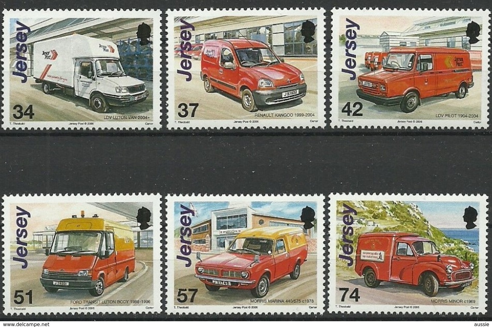 Jersey 2006 Yvertn° 1302-1307 *** MNH Cote 14,50 Euro Histoire Postale Véhicules - Jersey