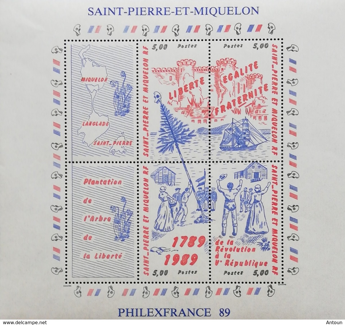 St. Pierre & Miquelon 1989 French Revolution,Bicent. SS/S - Unused Stamps
