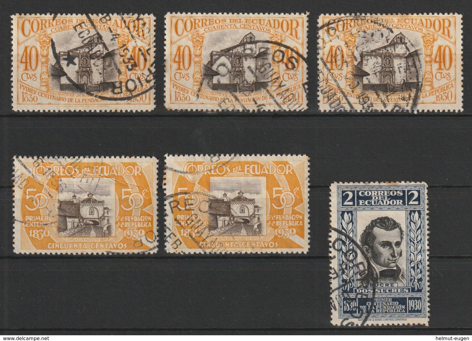 MiNr. 304, 305, 307  Ecuador / 1930, 1. Aug. 100 Jahre Republik - Ecuador
