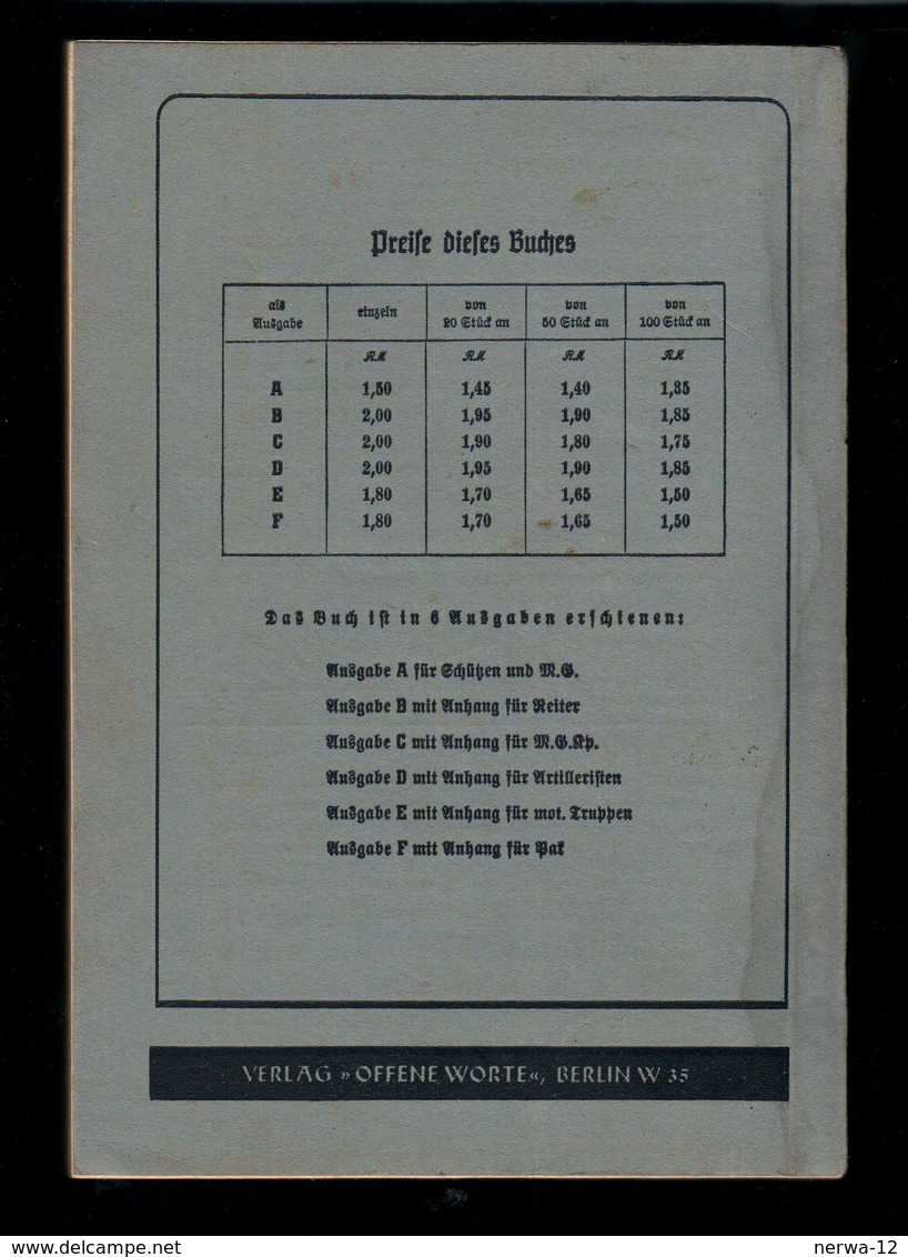 Militaria 2. Weltkrieg Unterrichtsbuch Für Soldaten Ausbildungsjahr 1938/39 - Deutsch