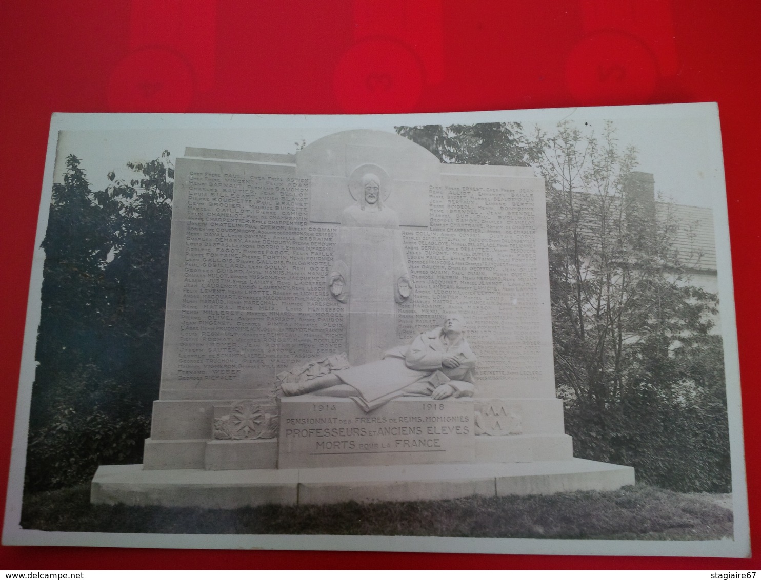 CARTE PHOTO MOMOGNIES MONUMENT MORTS POUR LA FRANCE - Momignies