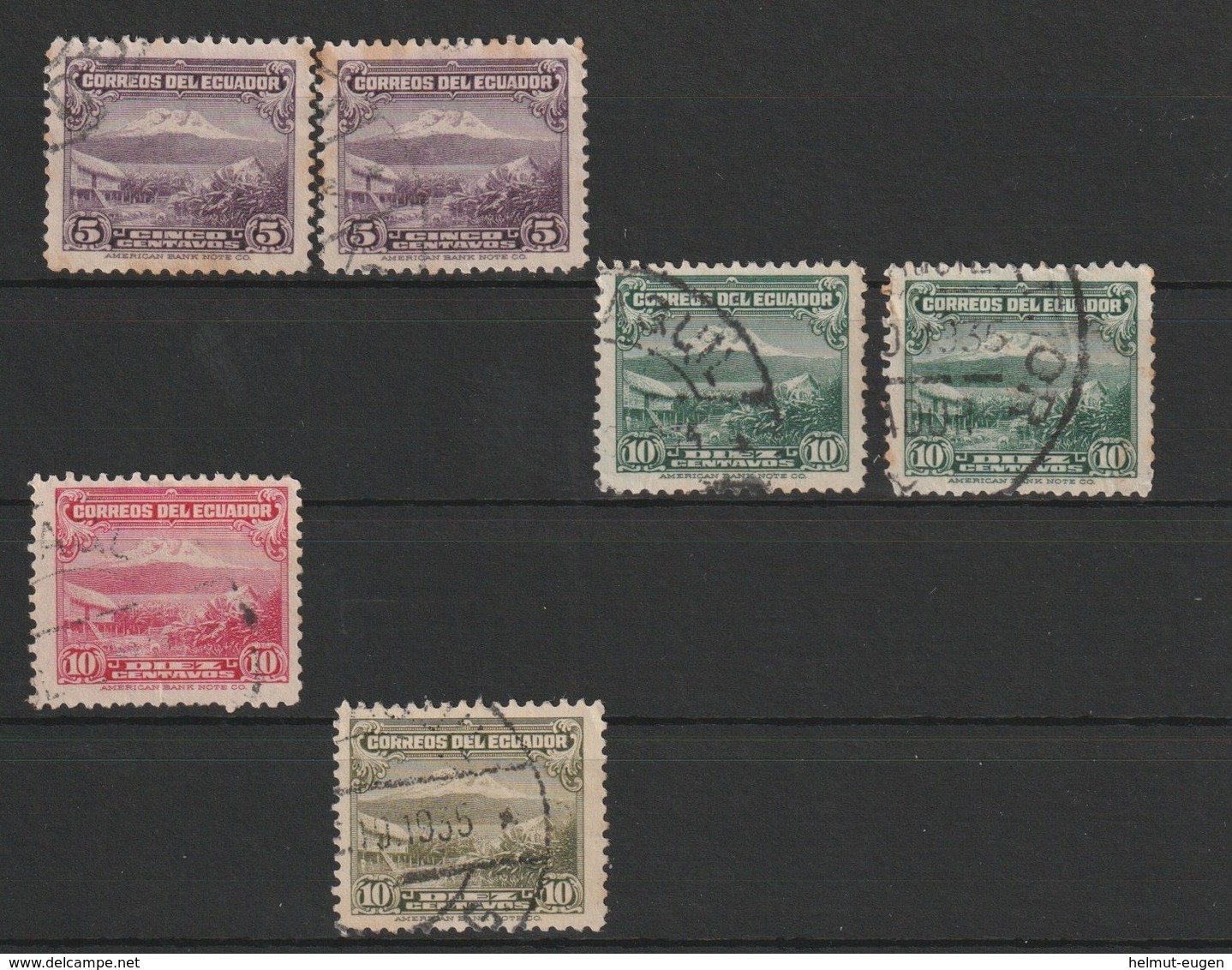 MiNr. 314, 317, 320, 321 Ecuador / 1934/1946. Freimarken: Vulkan Chimborazo. - Ecuador