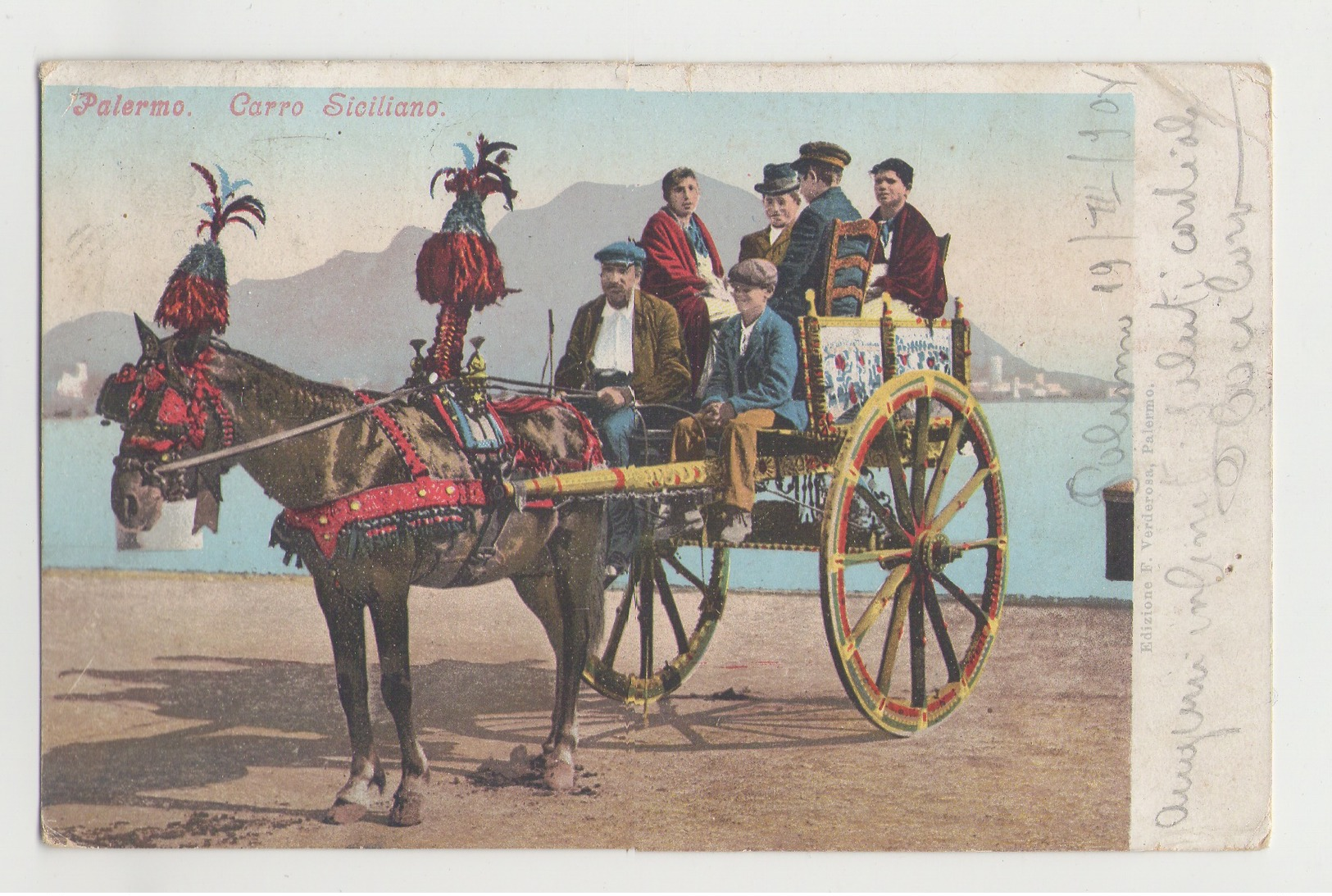 Palermo Carro Siciliano - Viaggiata 1902 #Cartolina #Costumi #Paesaggi - Palermo