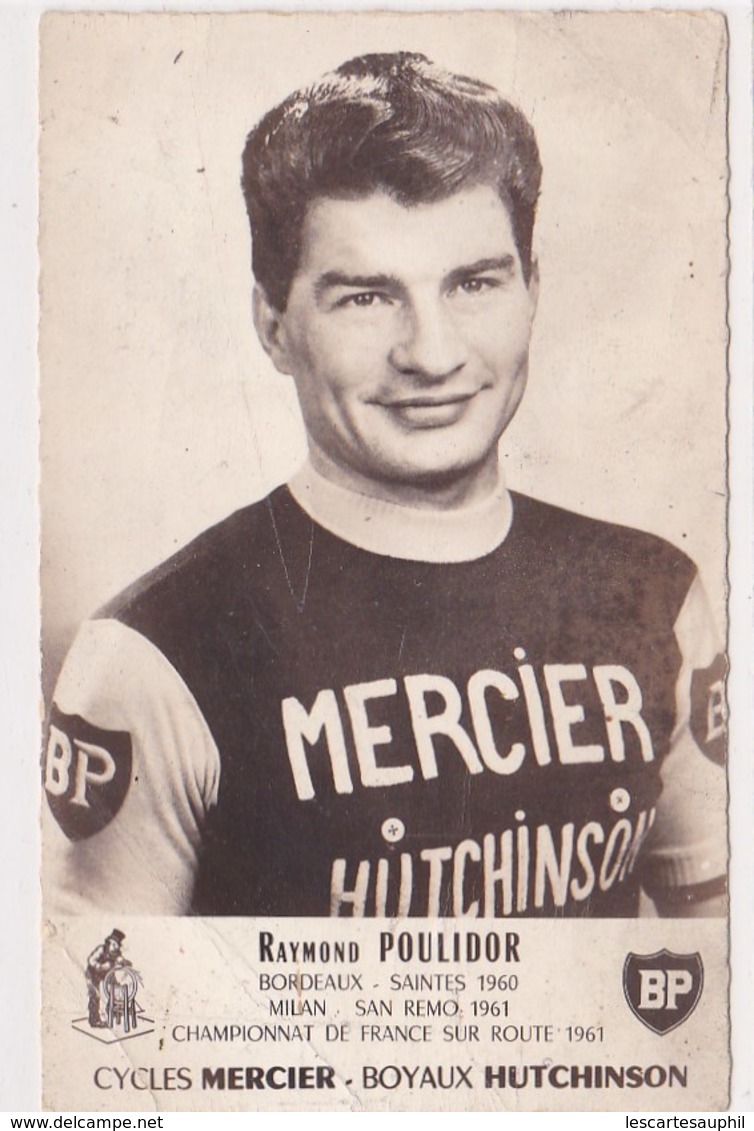 Raymond Poulidor Cycles Mercier Boyaux Hutchinson Champion De France Velo Maillot BP Mercier - Cyclisme