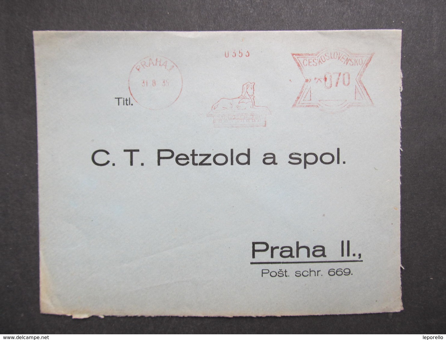 Brief Praha 1 1935 Frankotype Postfreistempel // L0524 - Lettres & Documents