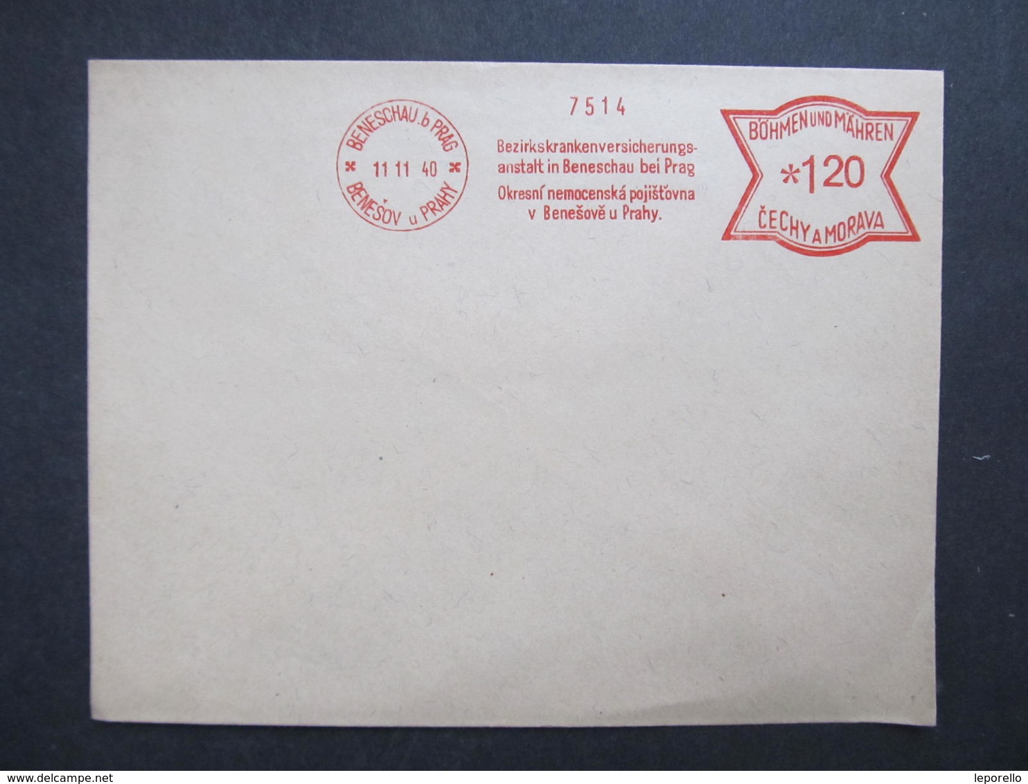 Brief Benesov U Prahy 1940 Nemocenska Pojistovna Frankotype Postfreistempel // L0538 - Briefe U. Dokumente