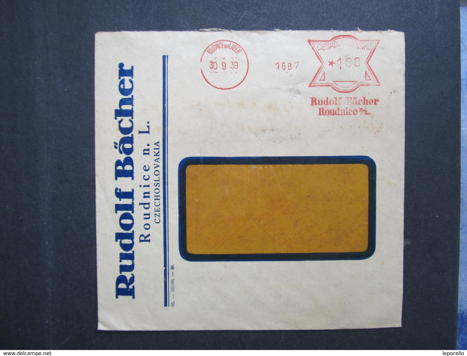 Brief Roudnice Rudolf Bächer 30.9.1939 Mitläufer B.u.M.!!!  Frankotype Postfreistempel // L0554 - Briefe U. Dokumente