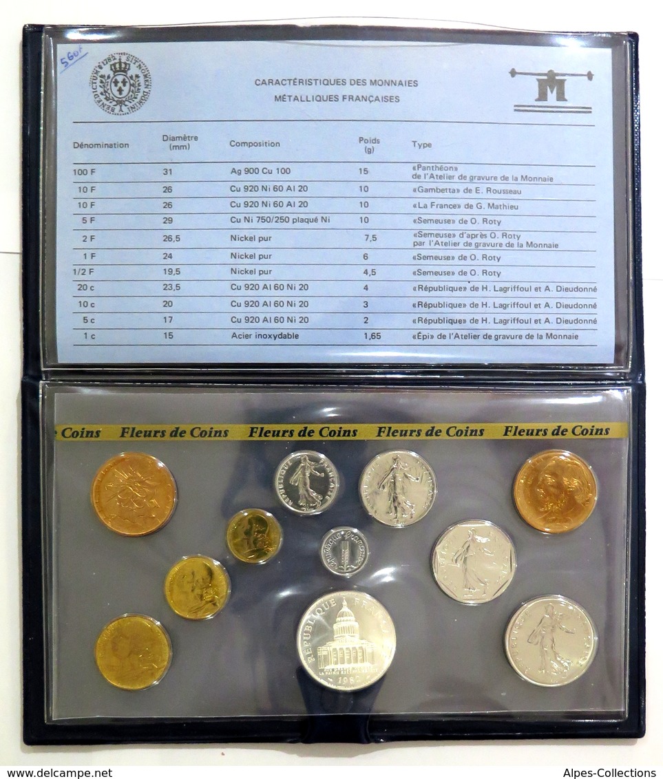 0033 - COFFRET FLEURS DE COINS - FRANCS - 1982 - 1 Centime à 100 Francs - Autres & Non Classés