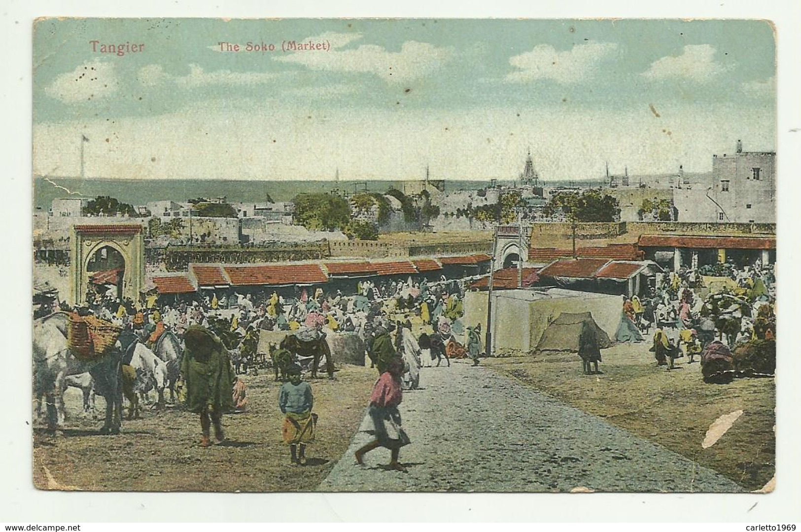 TANGERI - THE SOKO - ( MARKET ) CON F.BOLLO 5 CENTIMOS VIAGGIATA 1912 FP - Tanger