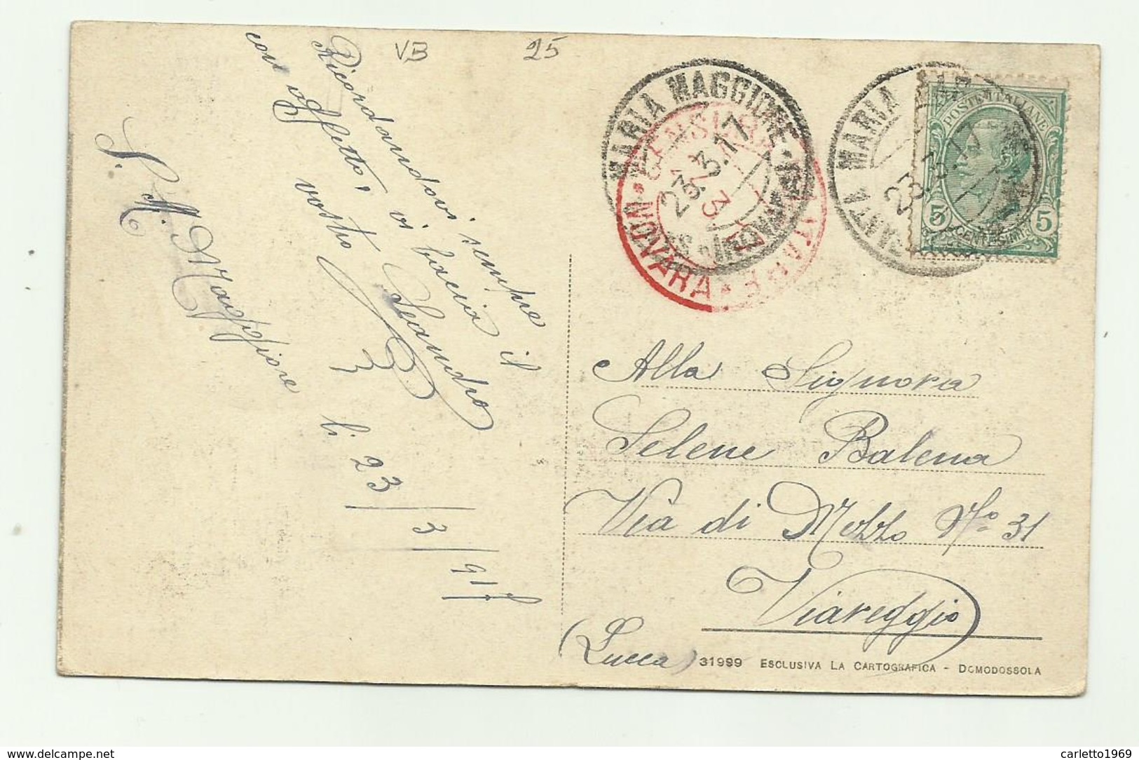 S.MARIA MAGGIORE - TACENO 1917 - VIAGGIATA  FP - Verbania