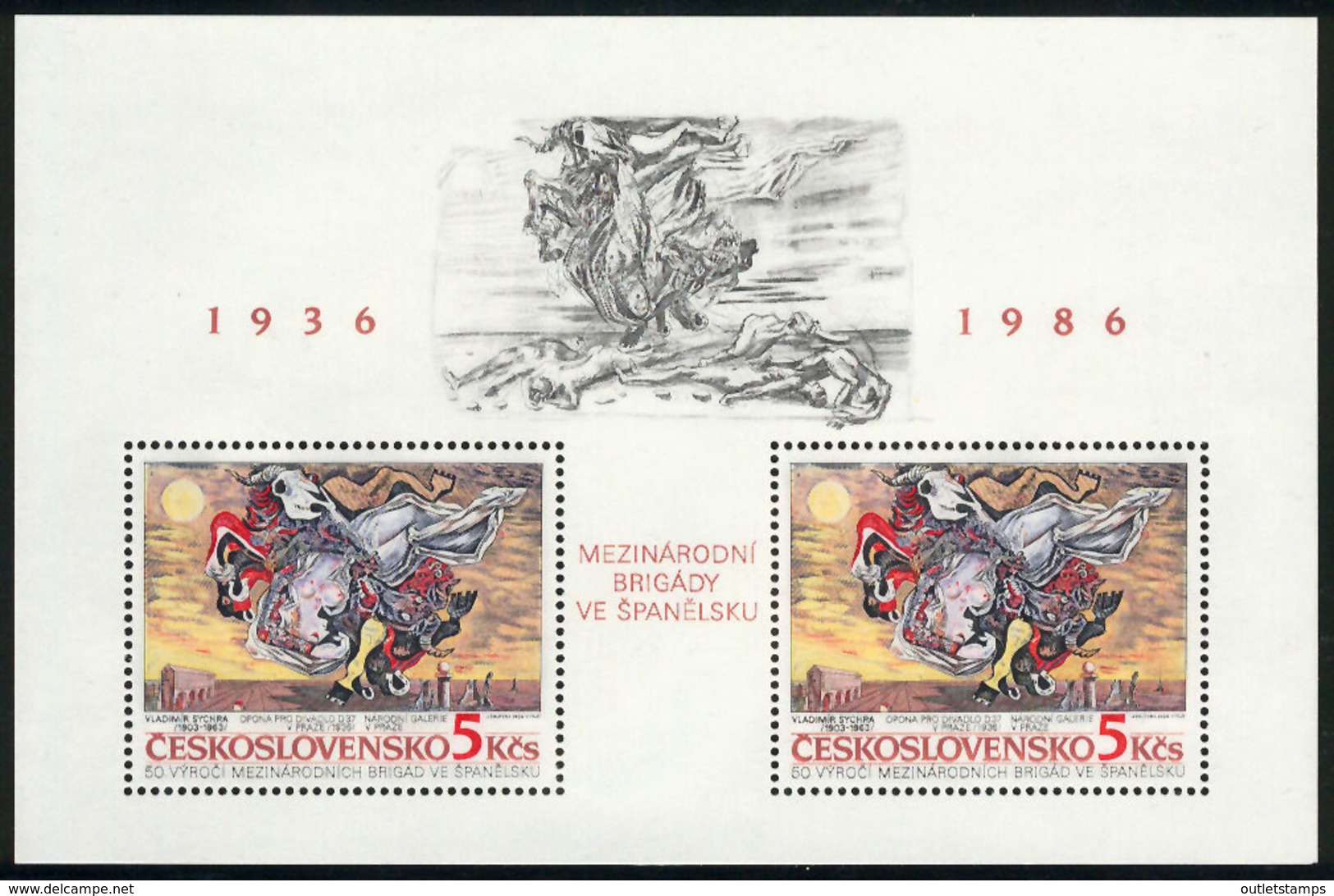 Ref. 115243 * NEW *  - CZECHOSLOVAKIA . 1986. 50 ANIVERSARIO DE LAS BRIGADAS INTERNACIONALES EN ESPA�A - Unused Stamps