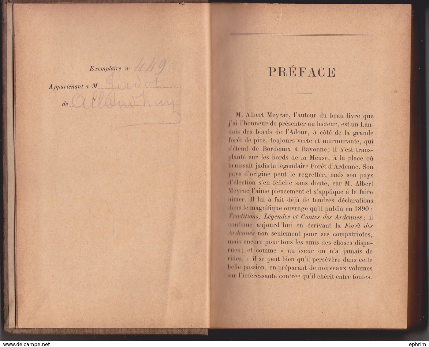 La Forêt Des Ardennes Par Albert Meyrac 1896 Edition Limitée Numérotée 449 Souscripteur Jadot D'Alland'huy - Sorcellerie - Champagne - Ardenne