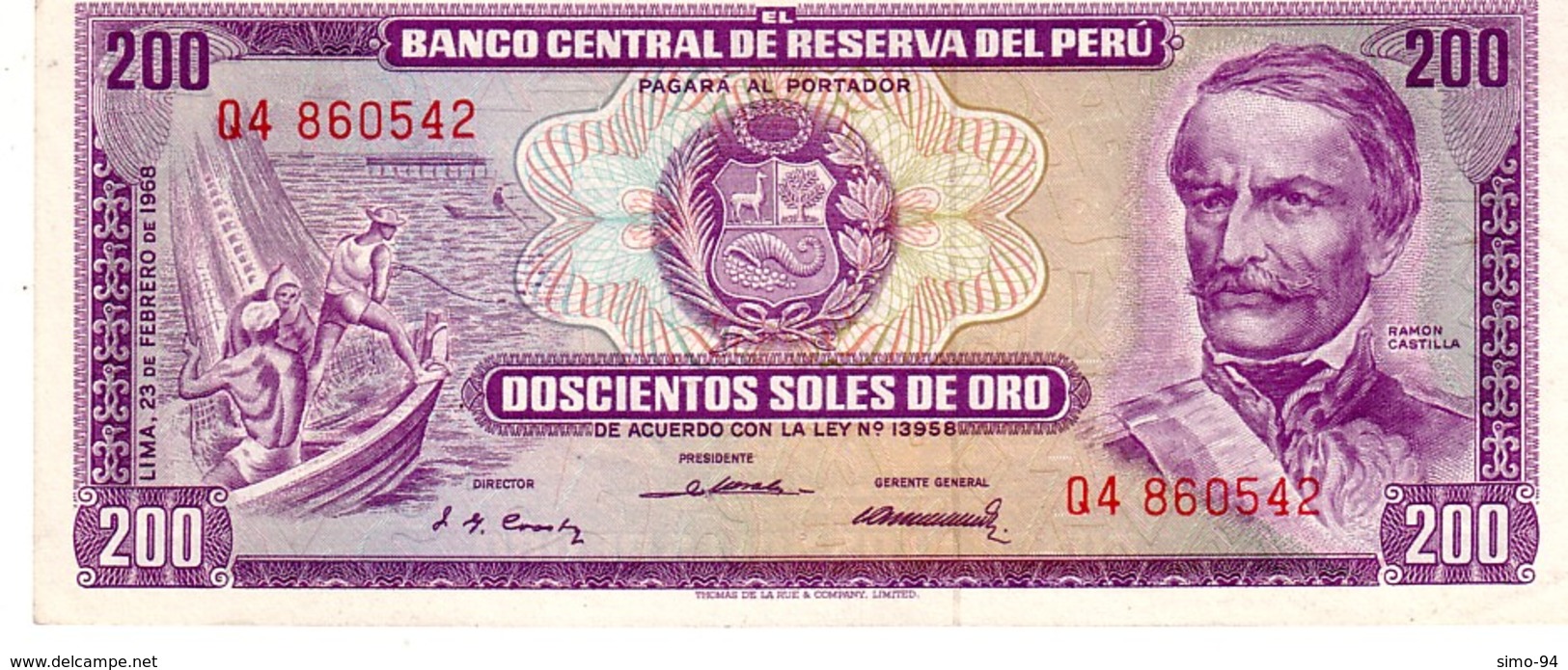 Perù P.96 200 Soles 1968 A-unc - Pérou