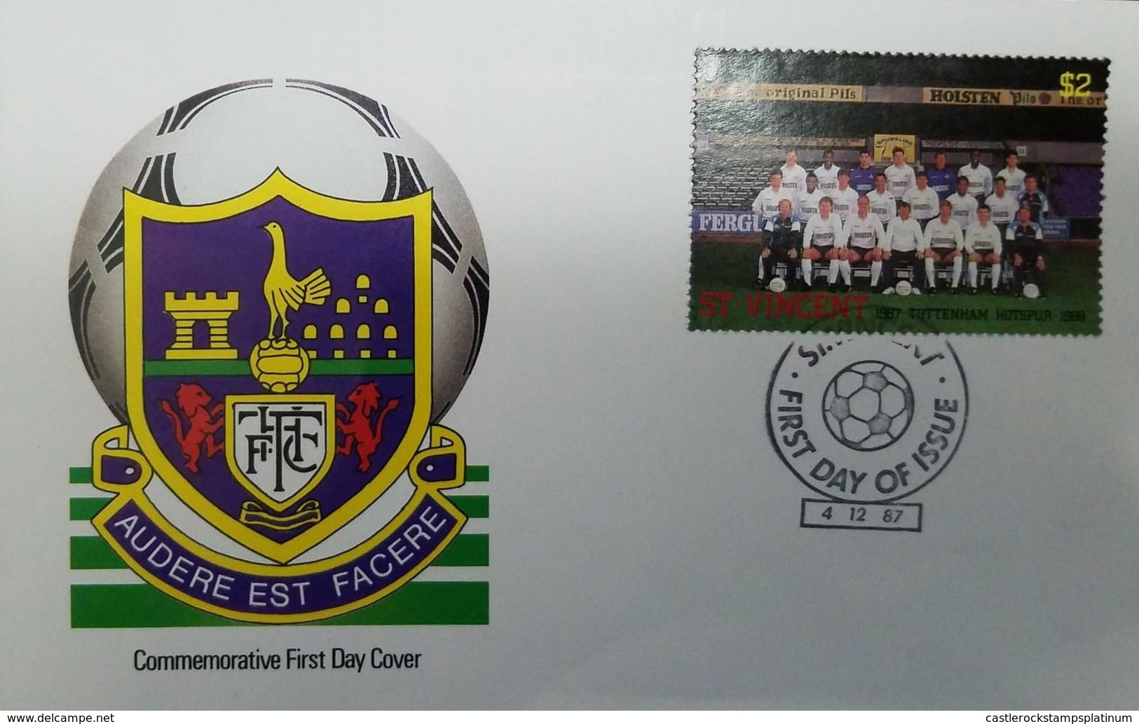 O) 1987 ST. VINCENT, SOCCER TEAMS, TOTTENHAM HOTSPUR F.C, SPORT-FOOTBALL, FDC XF - St.Vincent & Grenadines