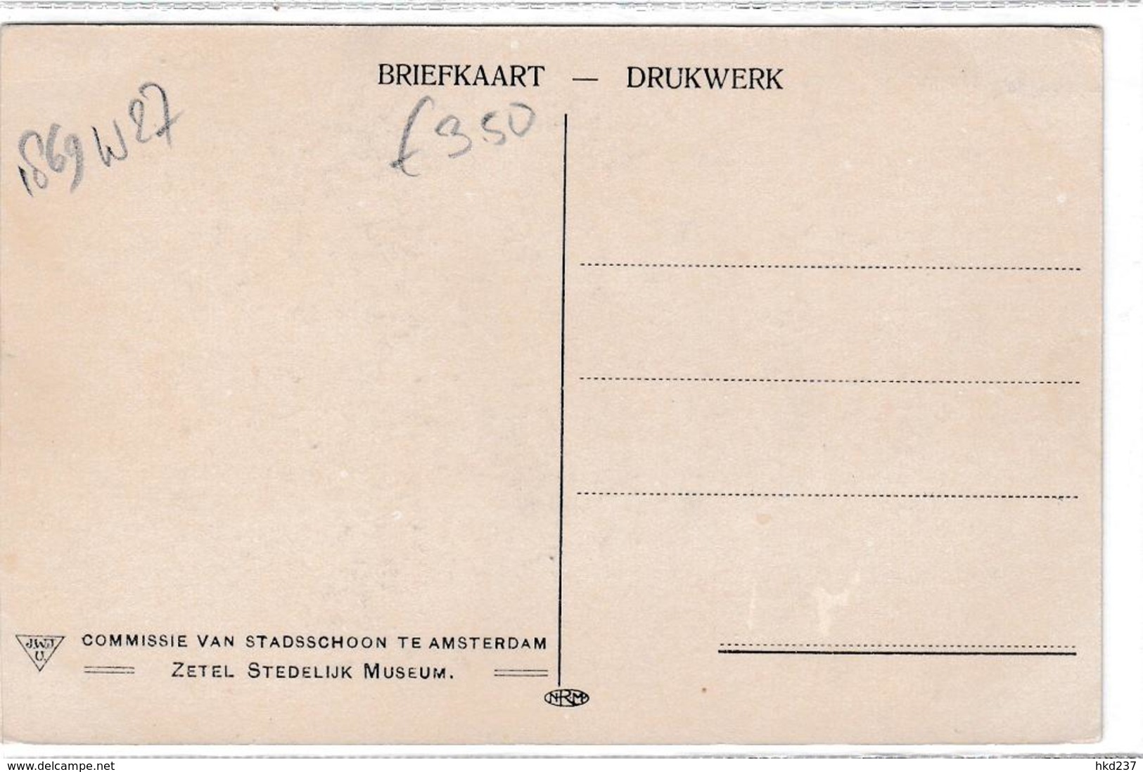 Amsterdam N.Z. Voorburgwal 294 Eerste Nederlandsche Messenfabriek     1869 - Amsterdam