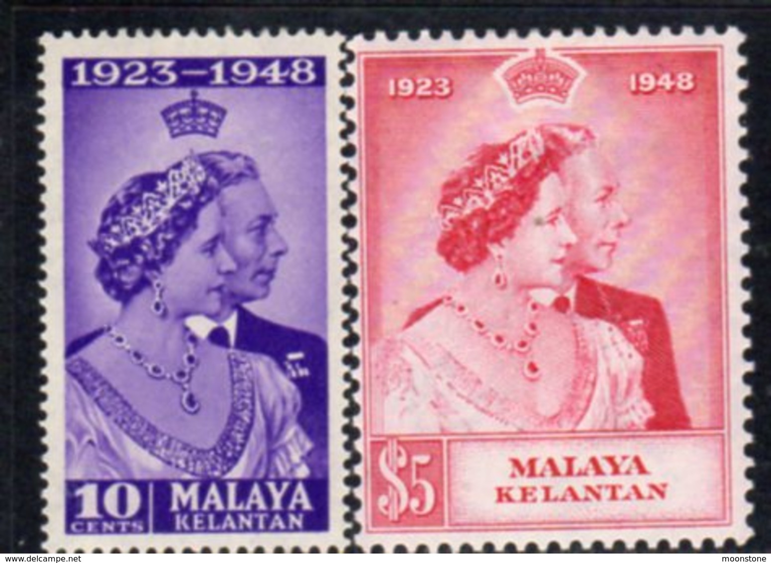 Malaya Kelantan 1948 Royal Silver Wedding RSW Set Of 2, Hinged Mint,  SG 55/6 - Kelantan