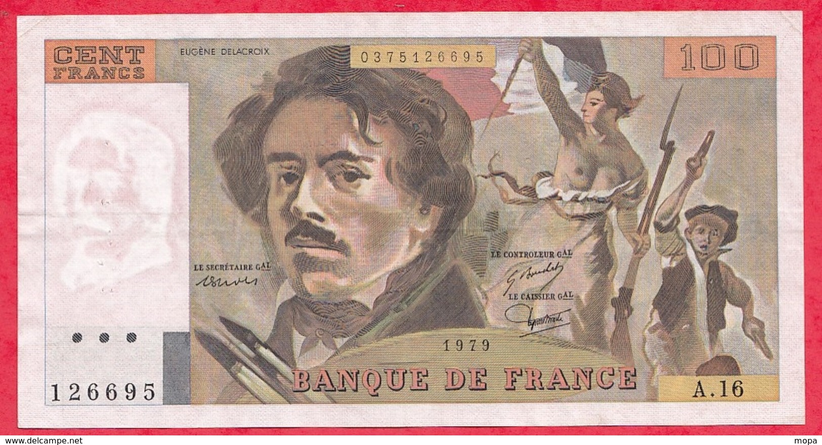 100 Francs "Delacroix" 1979 ---début D 'alphabet -Série -A.16 ---F/TTB+ - 100 F 1978-1995 ''Delacroix''