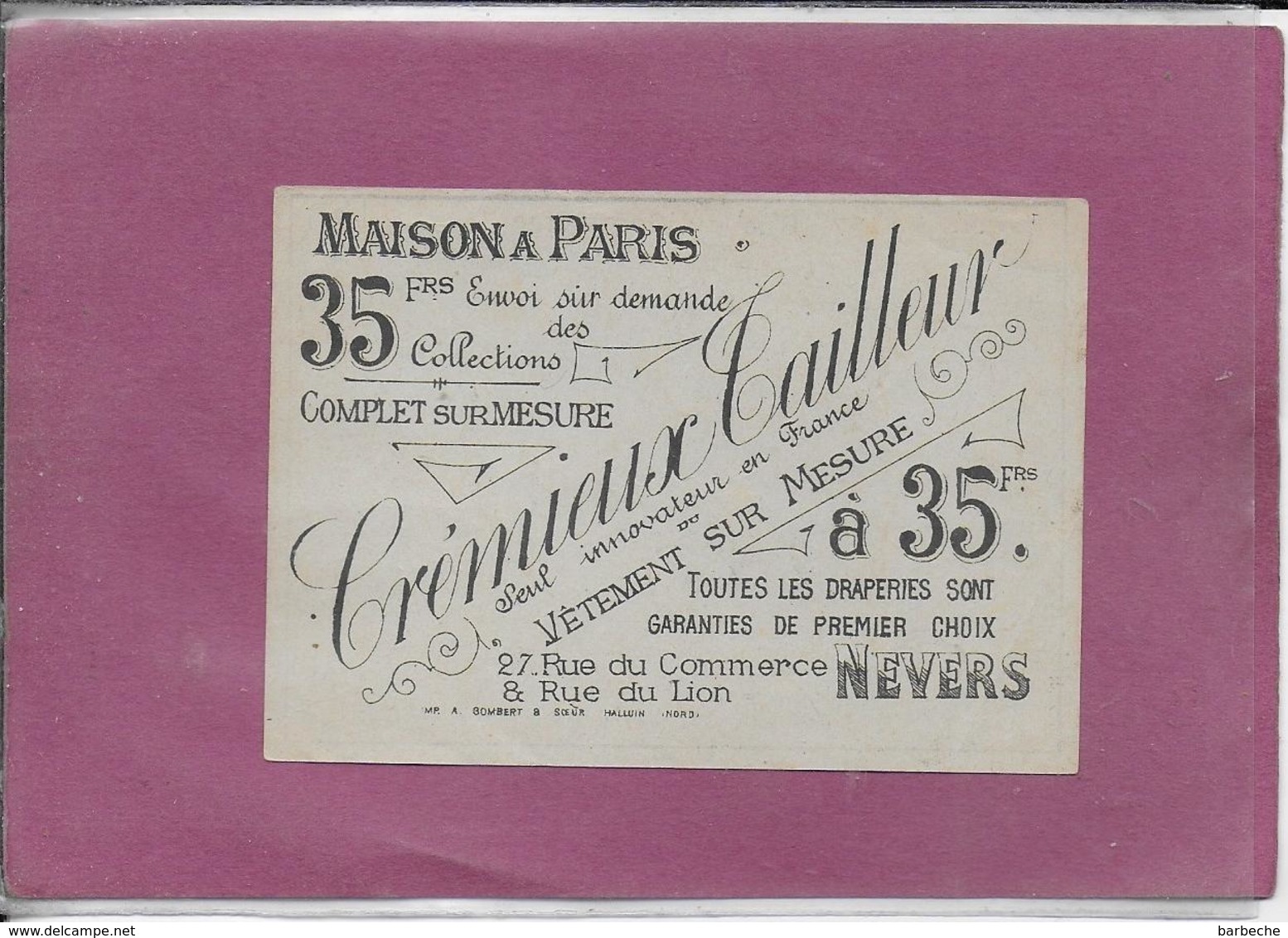 MAISON  A PARIS - CREMIEUX TAILLEUR  NEVERS - Altri & Non Classificati