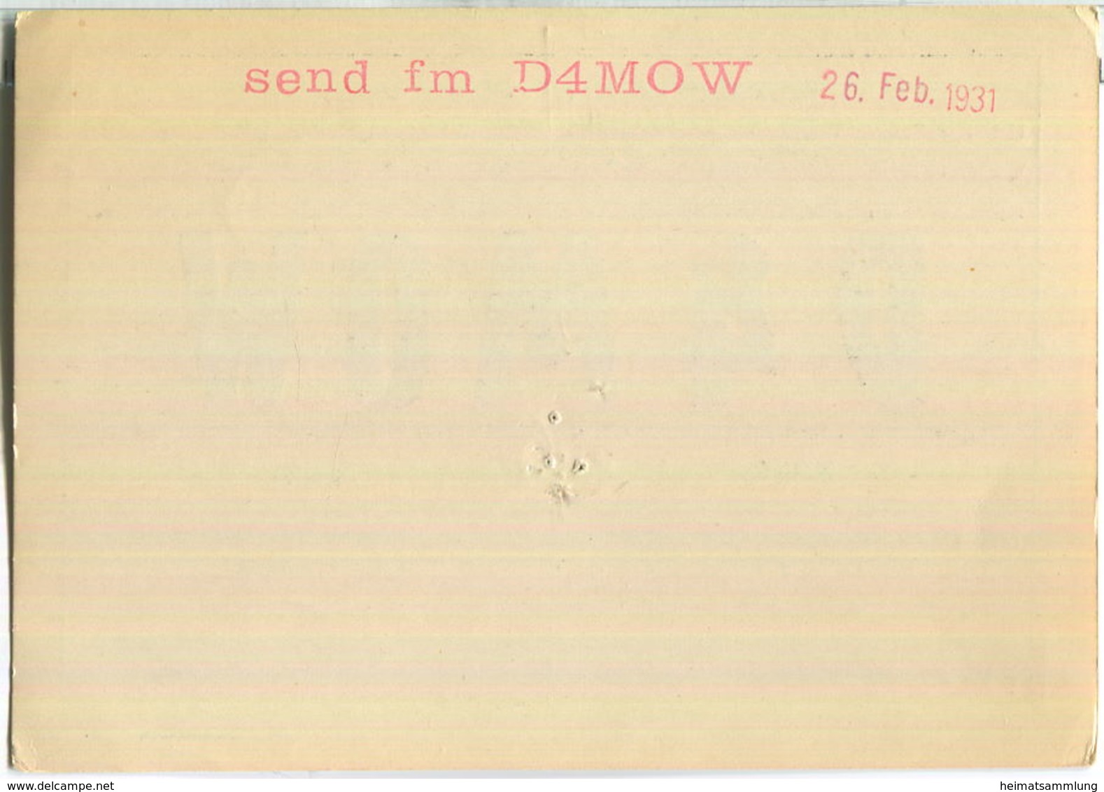 QSL - QTH - D4MOW - 1930 - Amateurfunk