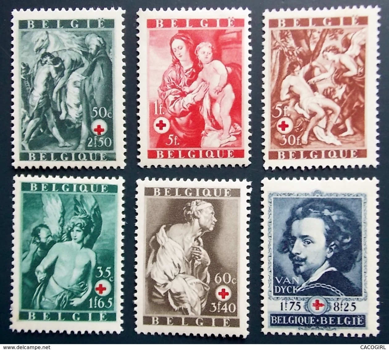 BELGIQUE Au Profit De La Croix Rouge Oeuvres De VAN DYCK 647 652** - Neufs