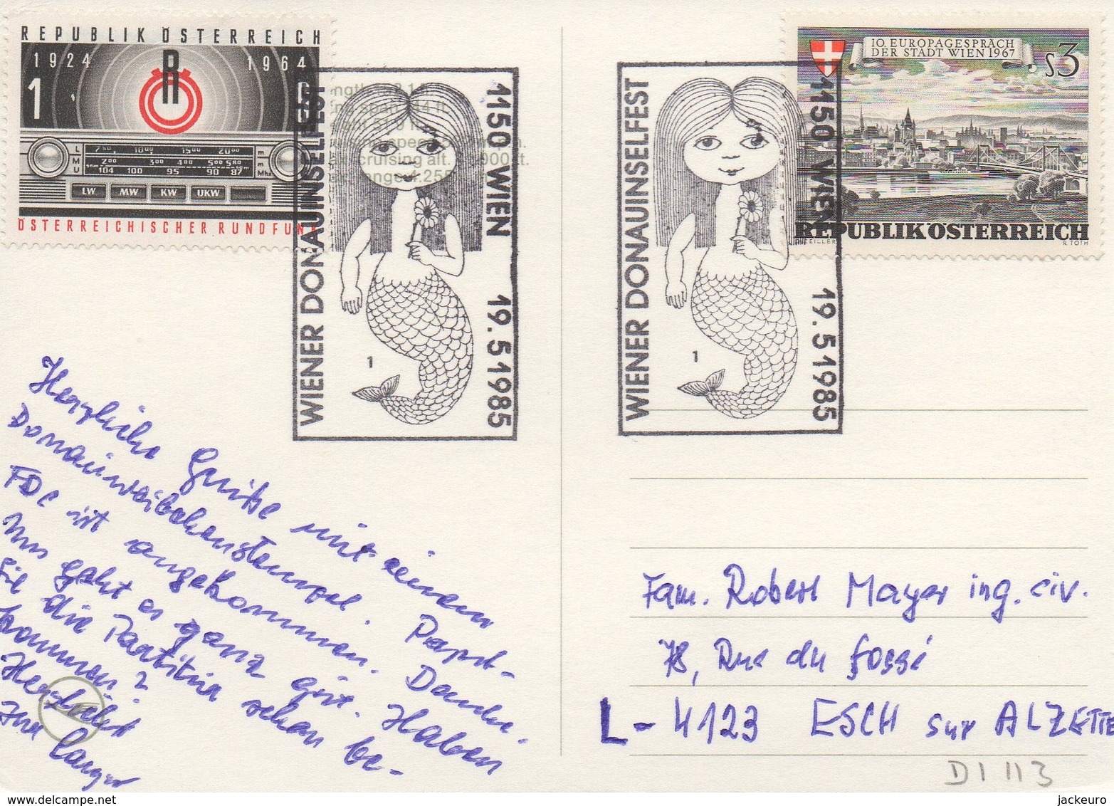 DI113  Wiener Donauinselfest   Autriche  1985  TTB  (10 Europagespräche Der Stadt Wien 1967 - Europäischer Gedanke