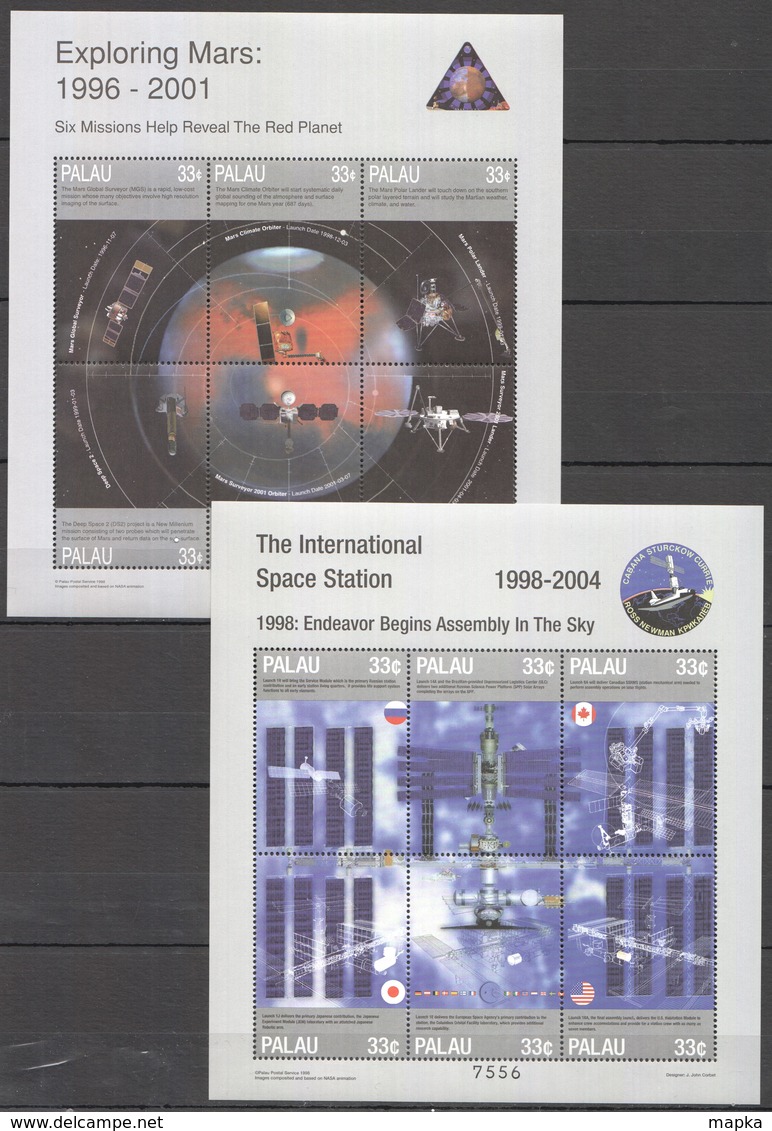 R726 1998 PALAU SPACE EXPLORING MARS INTERNATIONAL SPACE STATION 2KB MNH - Other & Unclassified