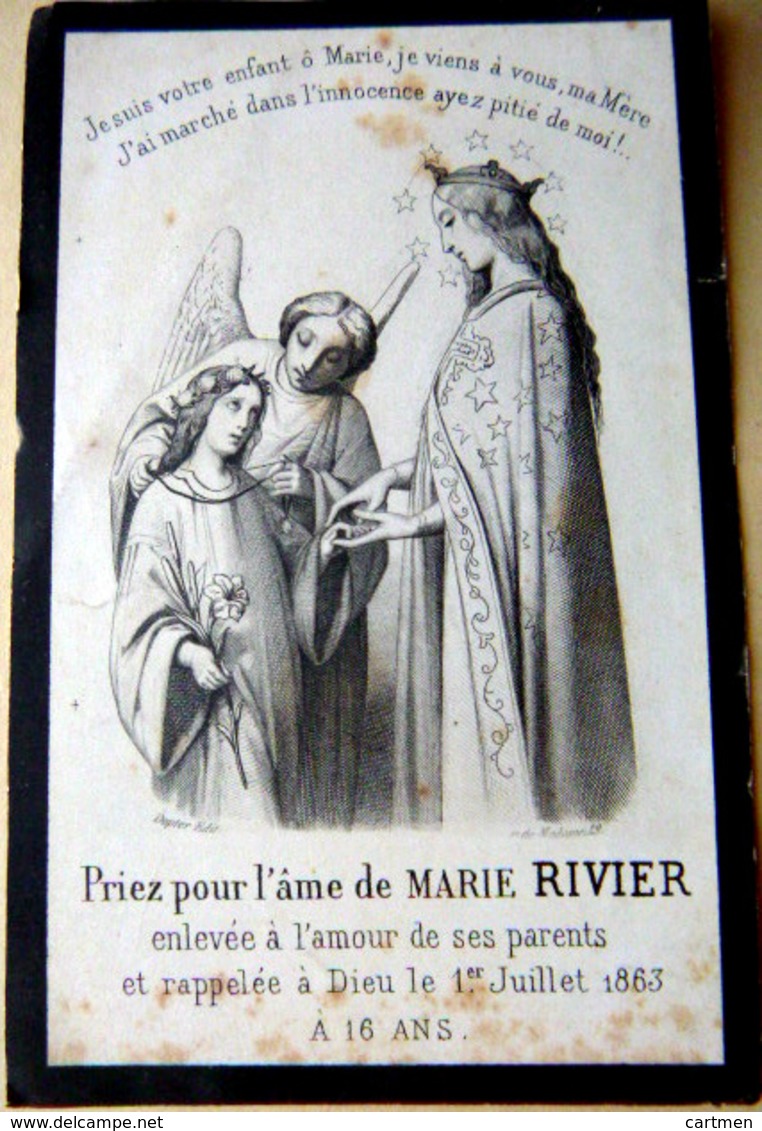 MEMORANDUM  SOUVENIR  MARIE RIVIER    FAIRE PART DECES - Décès