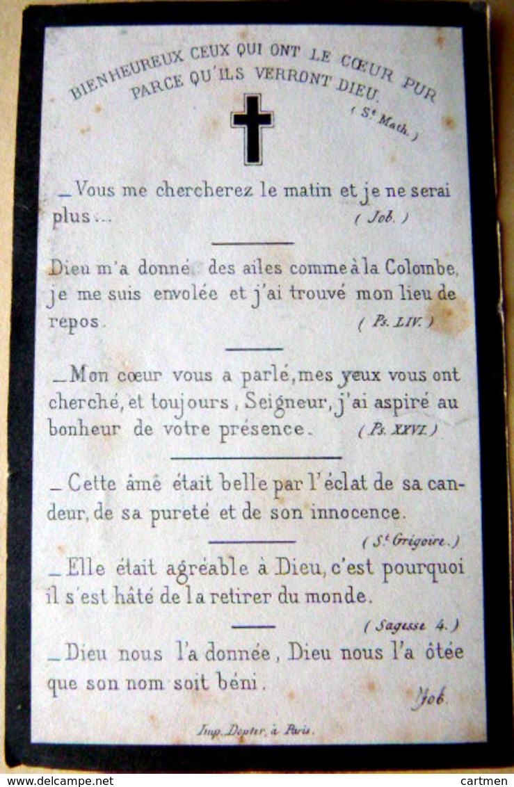 MEMORANDUM  SOUVENIR  MARIE RIVIER    FAIRE PART DECES - Décès