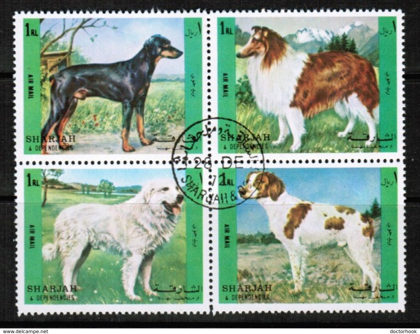 SHARJAH  Scott # UNLISTED---1972 DOGS VF USED  BLOCK Of 4 AND 6  LG-872 - Sharjah