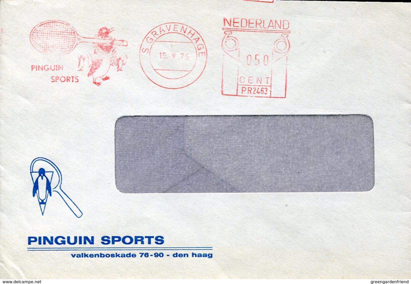 39915g  Nederland , Red Meter Freistempel Ema, 1975 S'gravenhage,  Circuled Cover,tennis Racket,Tennisschläger - Tennis