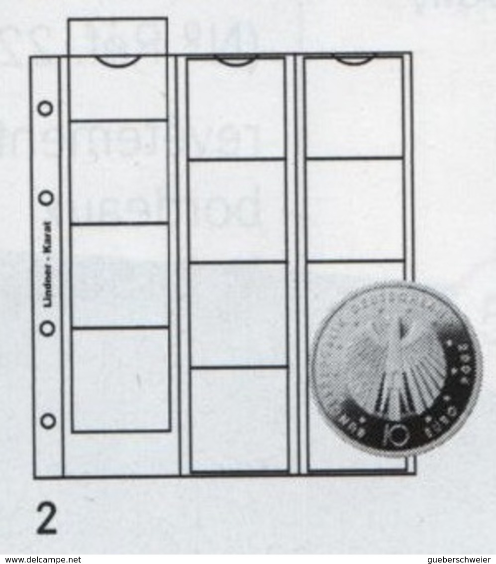 Paquet De 5 Feuilles Avec Intercallaires Pour Album Lindner K2 à - 50 % Pour Pièces 48 Mm - Matériel