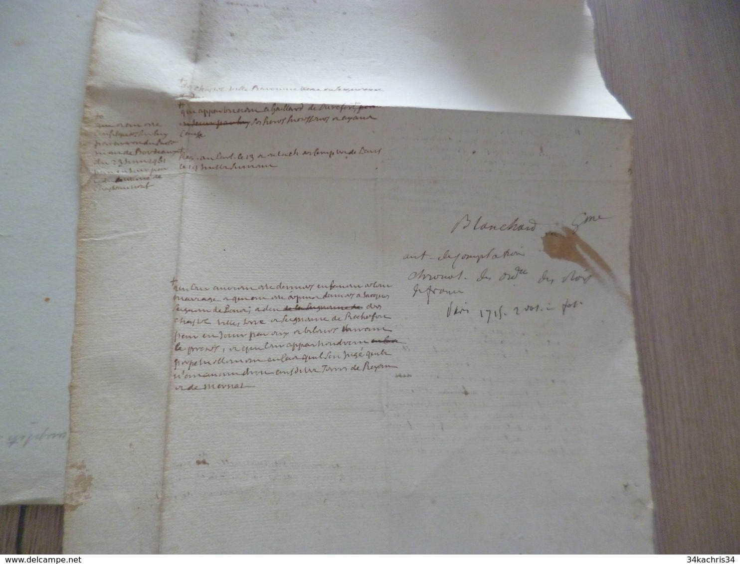 G.Blanchard Juriconsulte Français Du XVIIème 2 Documents Manuscrits - Manuscritos