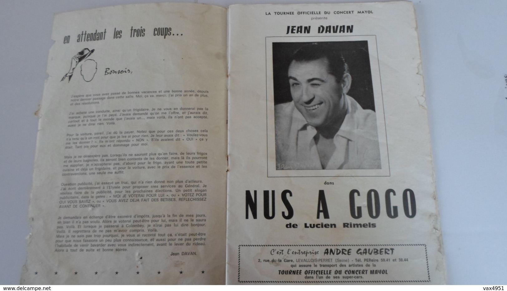 PROGRAMME MAYOL  NUS A GOGO NUDE SAISON 1965 1966     ***   A   SAISIR **** - Programmes