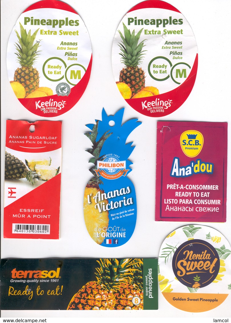 Etiquettes De Fruits : Ananas Lot 26 - Fruit Labels Pineapple Lot # 26 - Fruits Et Légumes