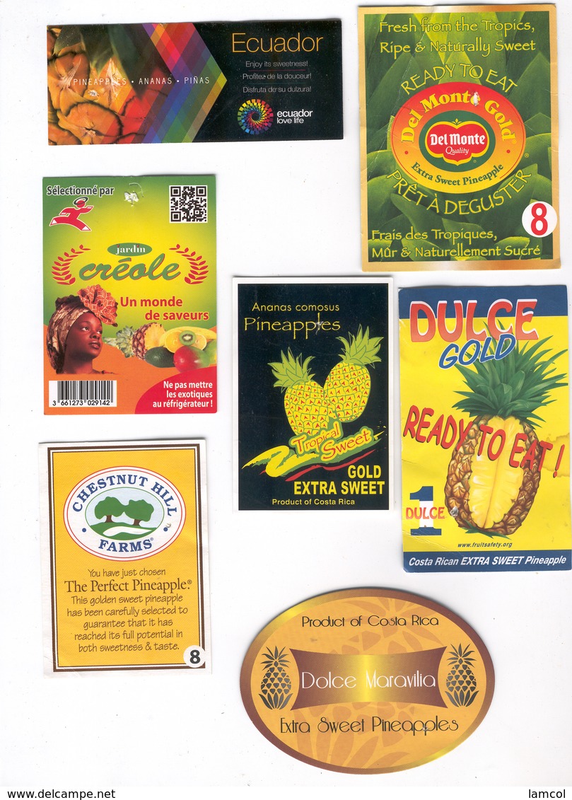 Etiquettes De Fruits : Ananas Lot 27 - Fruit Labels Pineapple Lot # 27 - Fruits Et Légumes