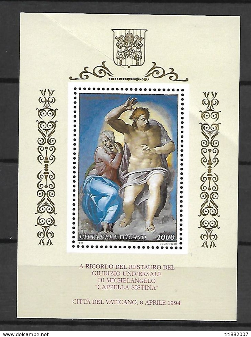 VATICAN     -    Bloc-Feuillet   -   1994 .    Y&T N° 14 * .   Restauration De La Chapelle Sixtine  /  Michel - Ange. - Blocs & Feuillets