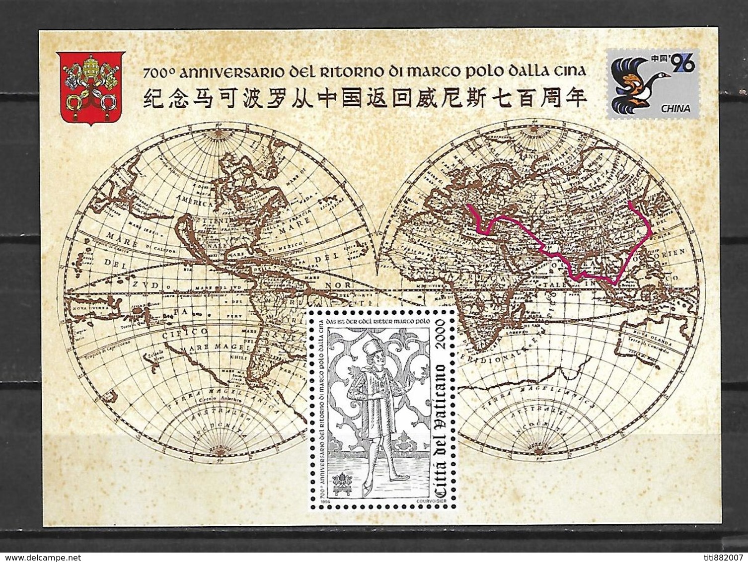 VATICAN     -    Bloc-Feuillet   -   1996 .    Y&T N° 16 * .  Retour De Marco Polo De Chine - Blocs & Feuillets