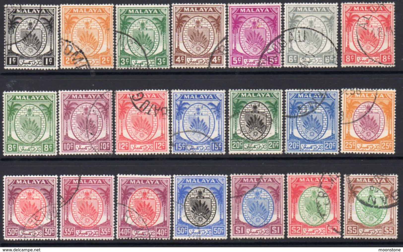 Malaya Negri Sembilan 1949 Arms Definitives Set Of 21, Used, SG 42/62 - Negri Sembilan