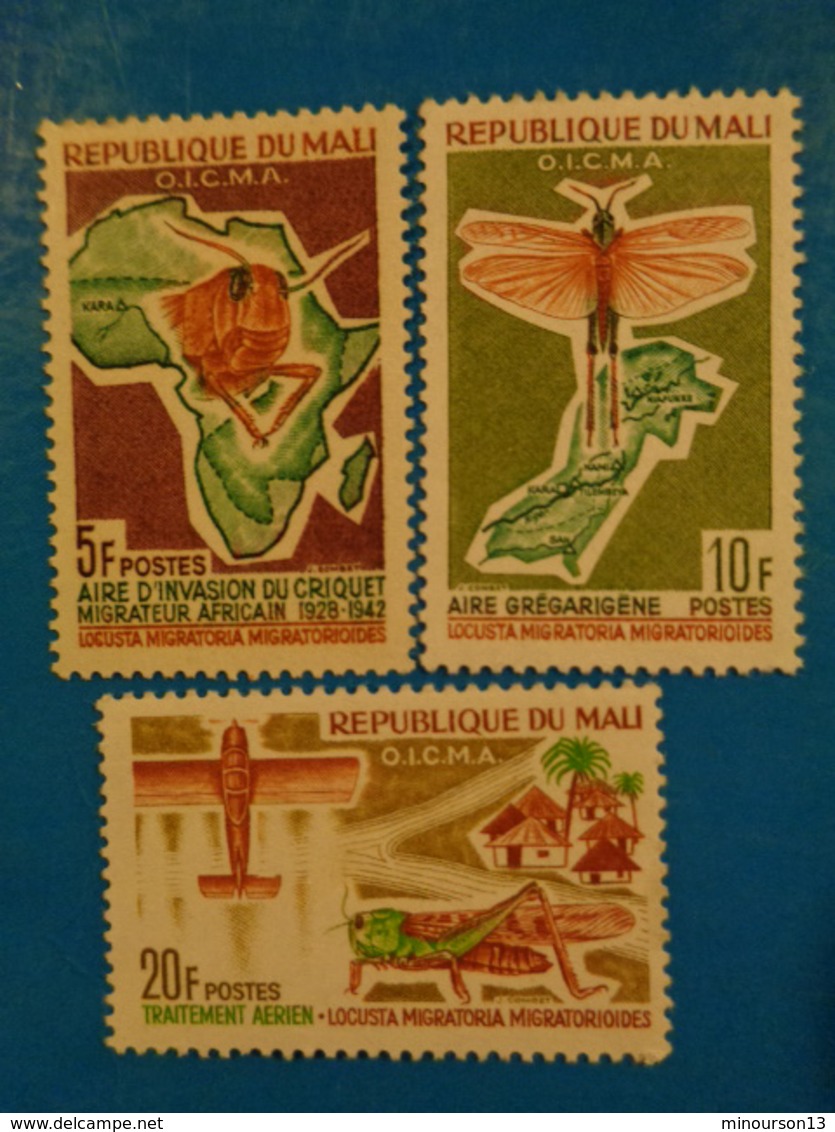 MALI 1964 Y&T N° 60 à 62 ** - LUTTE CONTRE LE CRIQUET MIGRATEUR - Mali (1959-...)