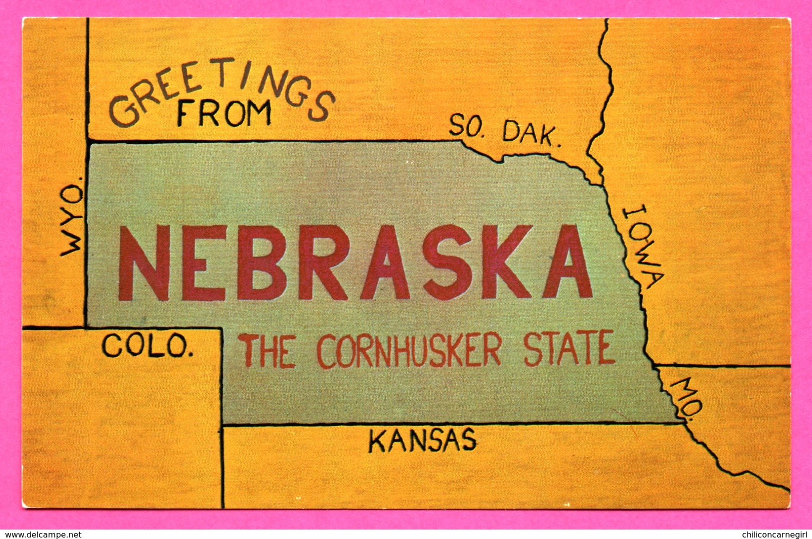 Carte Géographique - Greetings From Nebraska - The Cornhusker State - State Flowe, Bird, Tree - Autres & Non Classés