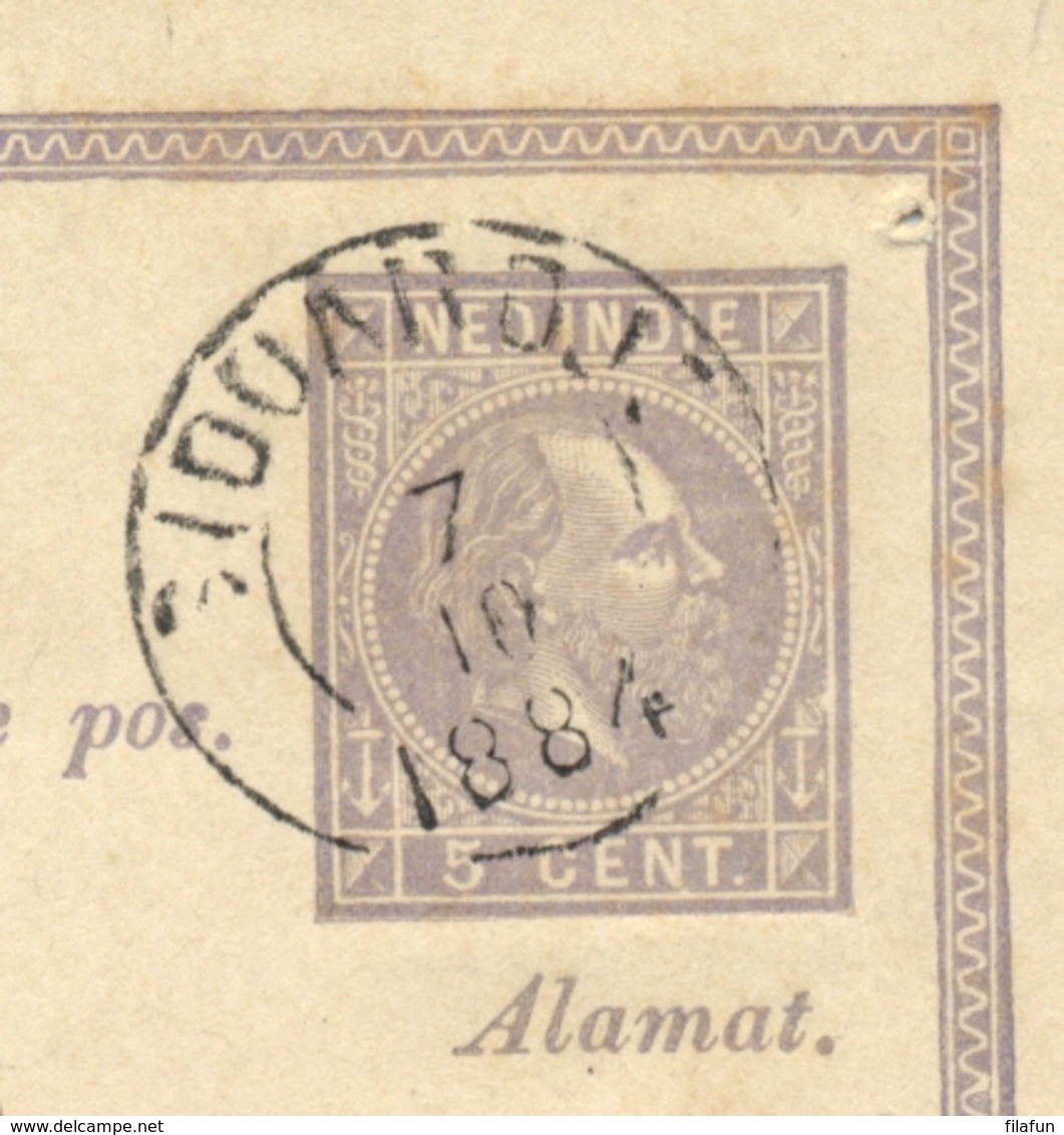 Nederlands Indië - 1884 - 5 Cent Willem III, Briefkaart G1 Lokaal Gebruikt KR SIDOARDJO - India Holandeses