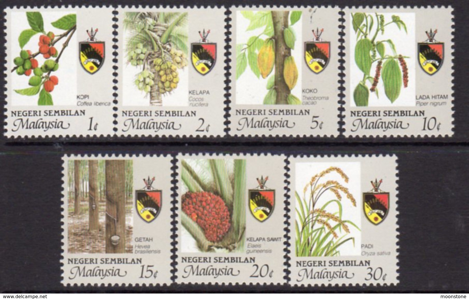 Malaysia Negri Sembilan 1988-99 Agricultural Produce Set Of 7, MNH, SG 117/23 - Malaysia (1964-...)